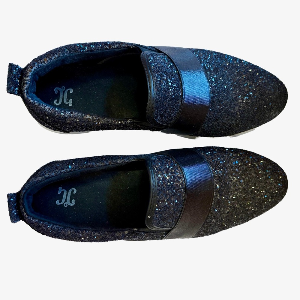 Black Silvery Glitter Women’s Flat Shoes Size 10